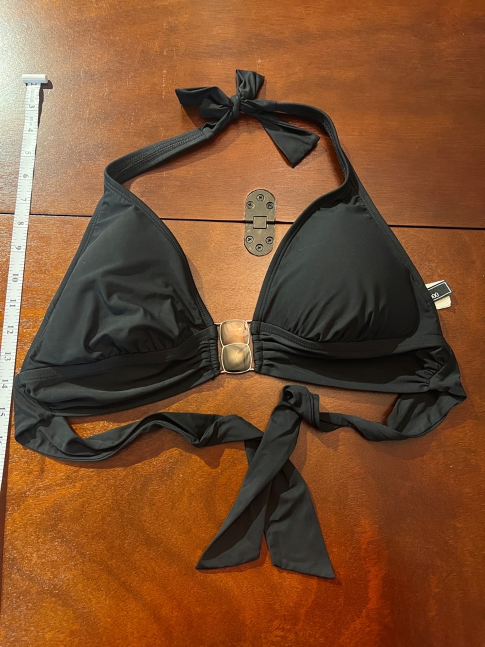 2bamboo Black Halter Bikini Top with Center Metal buckle